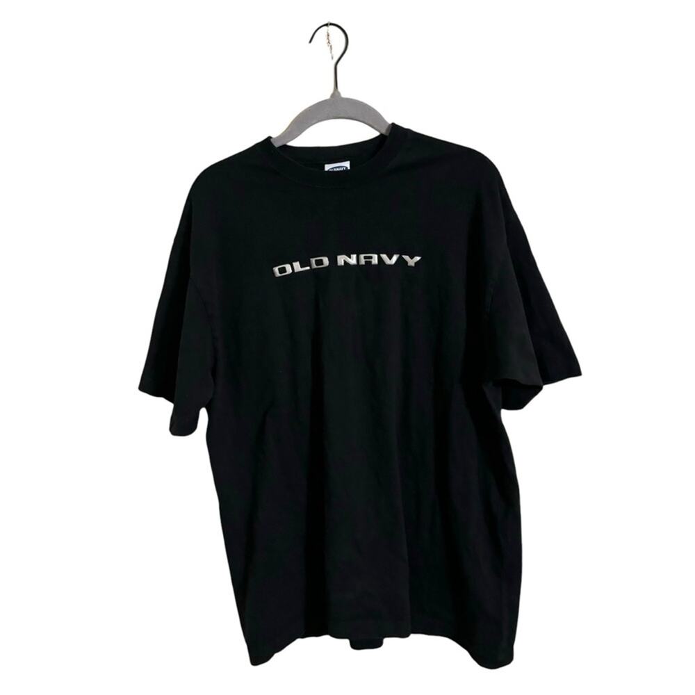 Old Navy‎ Y2K Black Silver T-Shirt Medium Unisex
